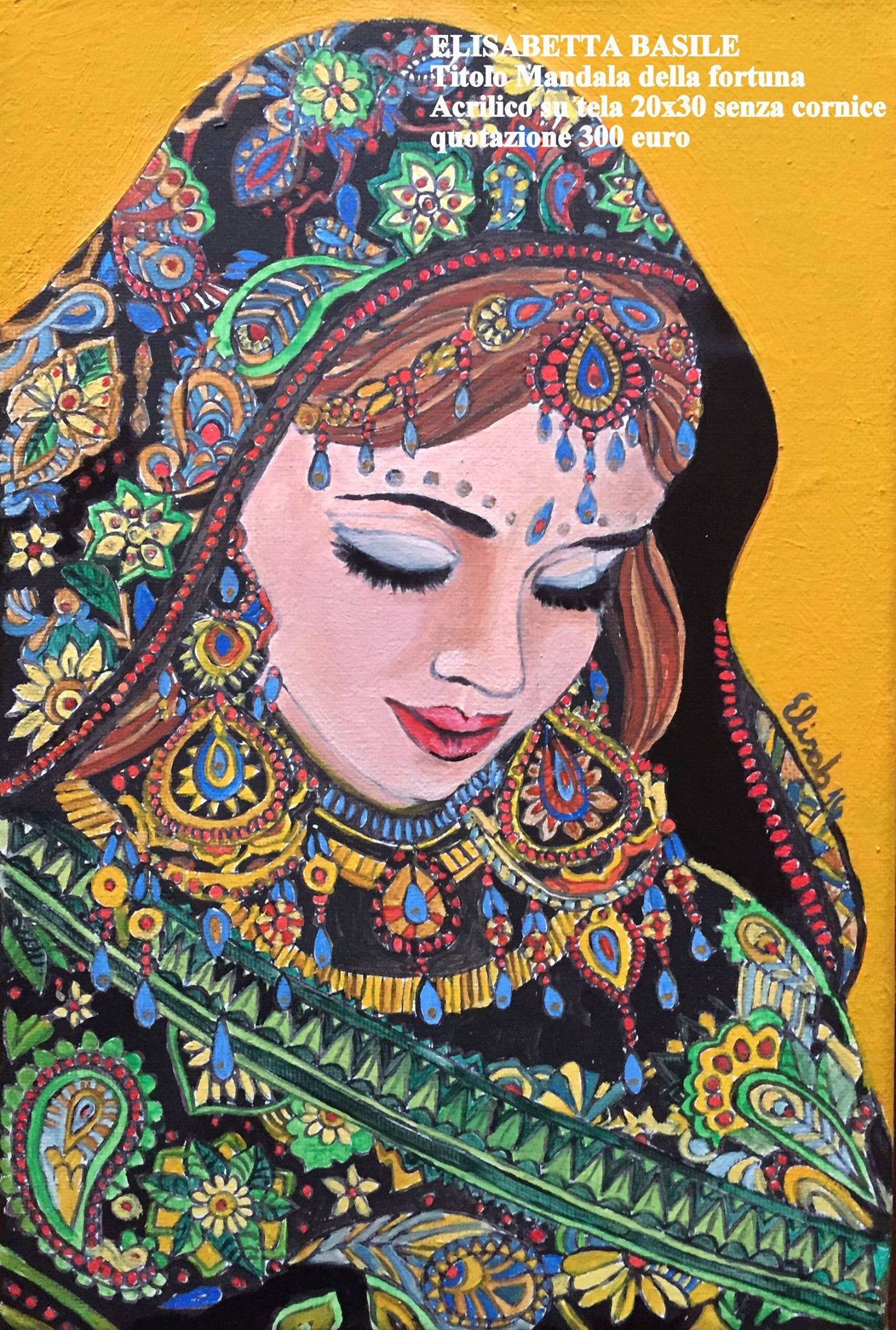 Dipinto Mandala della fortuna. Acrilico su tela. Artista Elisabetta Basile