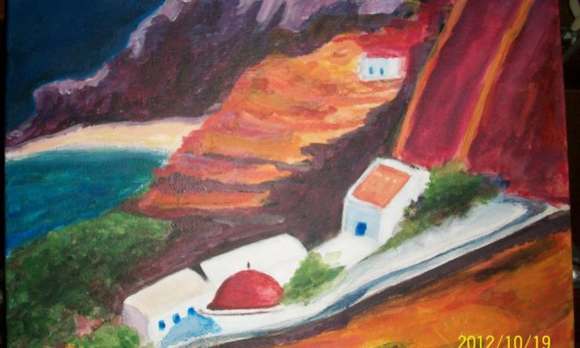 Kythnos (Isola greca) acrilico su tela artista greca