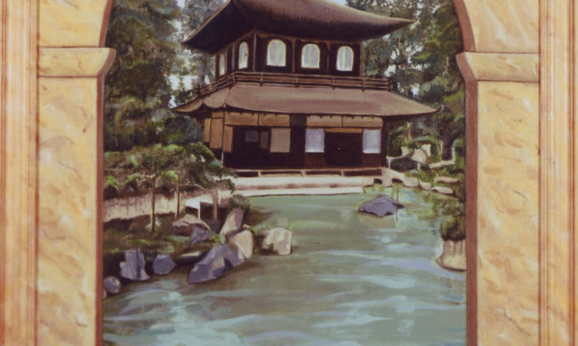 Tempio giapponese. Dipinto artista Nanda Rago
