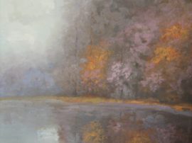 Dipinto a tempera 30 x 40 Icolori dell’autunno con inizio della nebbia