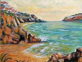 Dipinto olio su tela mare del sud Calabria e Sicilia