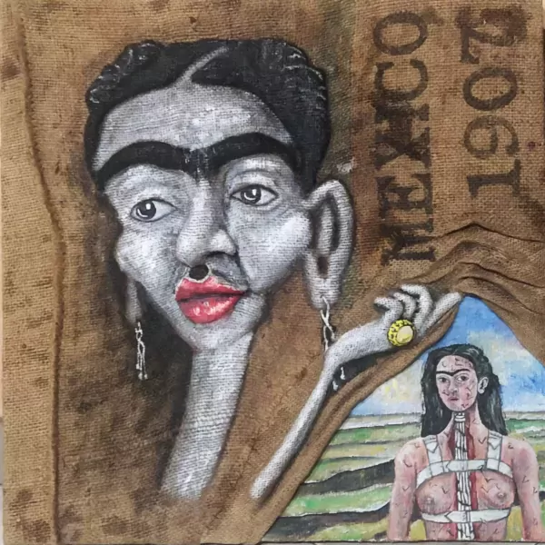 Frida Kahlo 62×62 tecnica juta piegata